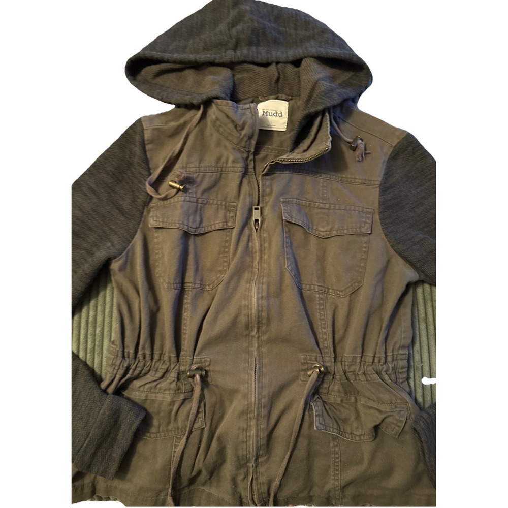 Twilight Bella Swan Style‎ Military Olive Green Jacket Mudd Hooded SZ Medium